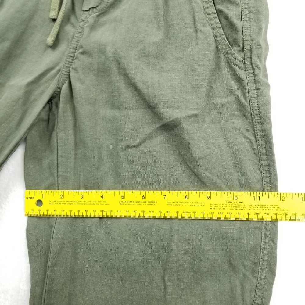 Athleta Joggers‎ 32" Olive Green 100% Linen Wide Leg Drawstring Casual Pants - Picture 6 of 13